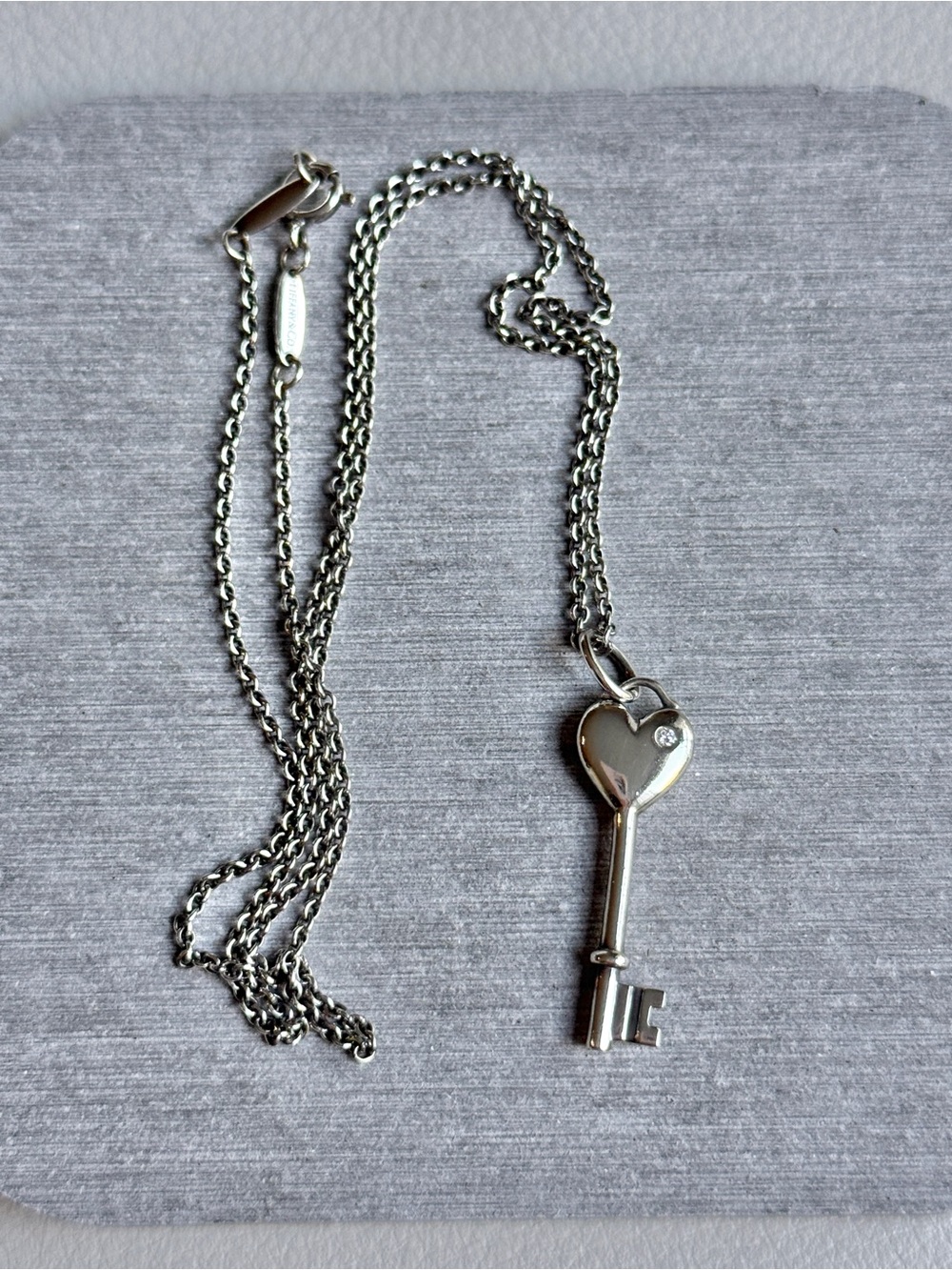 Tiffany & Co. Silver Heart Key Pendant Necklace